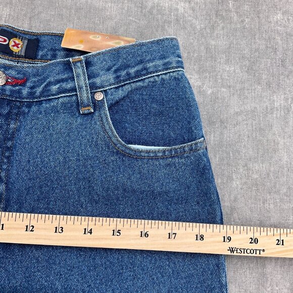 Red X Jeans Juniors 11 29Wx 31L Blue Black Tiger Stripe Glitter Bootcut Rock NWT - Picture 8 of 14